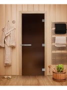 Дверь для бани Doorwood Эталон Бронза Матовая 1900x700 (стекло 10 мм, 3 петли)