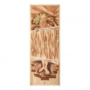 Дверь деревянная из цельного массива Озорной Дед 1900x700 липа