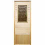 Дверь деревянная для бани DoorWood Эконом 1840x740 со стеклом ФП Изба