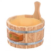 Ушат шайка 35л с пластиковой вставкой с орнаментом Цветы липа  33428