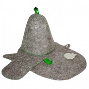 Комплект банный подарочный (шапка, рукавица, коврик) войлок серый Б1516