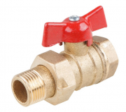 Кран шаровой 1/2" наружная-внутренняя резьба со сгоном, бабочка ЦВЕТЛИТ (ЦРБ0049)