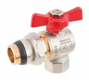 Кран шаровой угловой 3/4" PN40 с внутренней резьбой бабочка AV ENGINEERING (AVE095034E) с уплотнительным кольцом