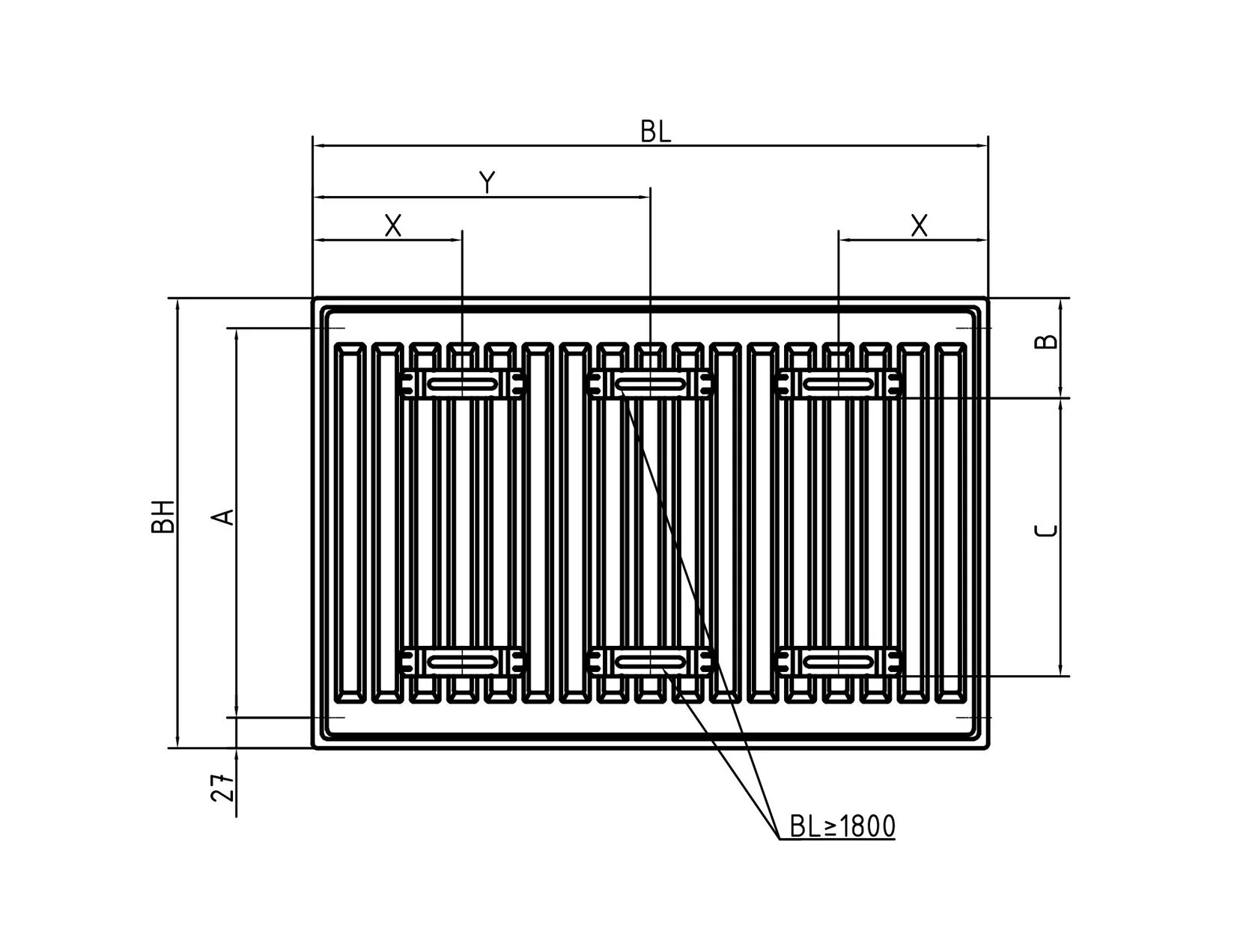 Монтажные размеры радиатора Brugman